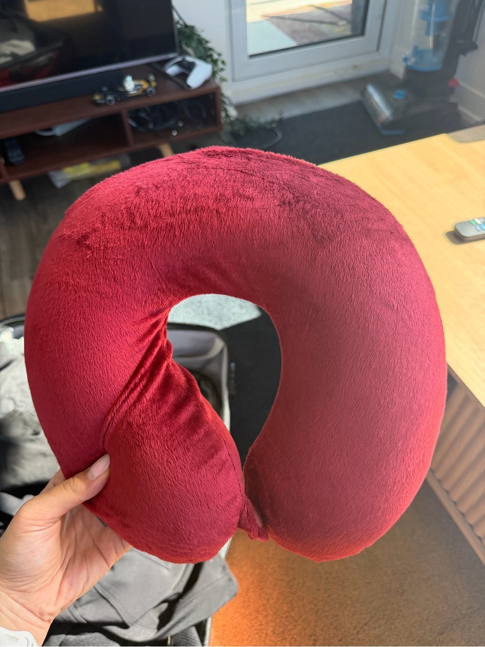 Plush Travel Neck Pillow - Burgundy